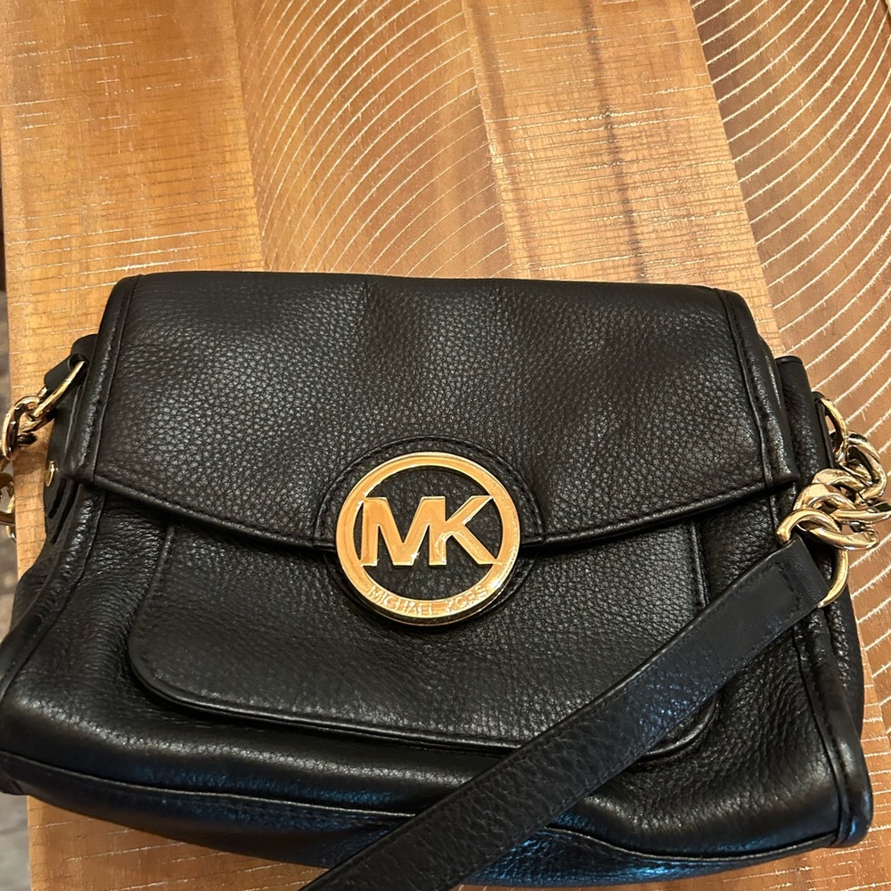 Michael Kors Black Crossbody Bag with Gold Accents - Picture 7 of 9